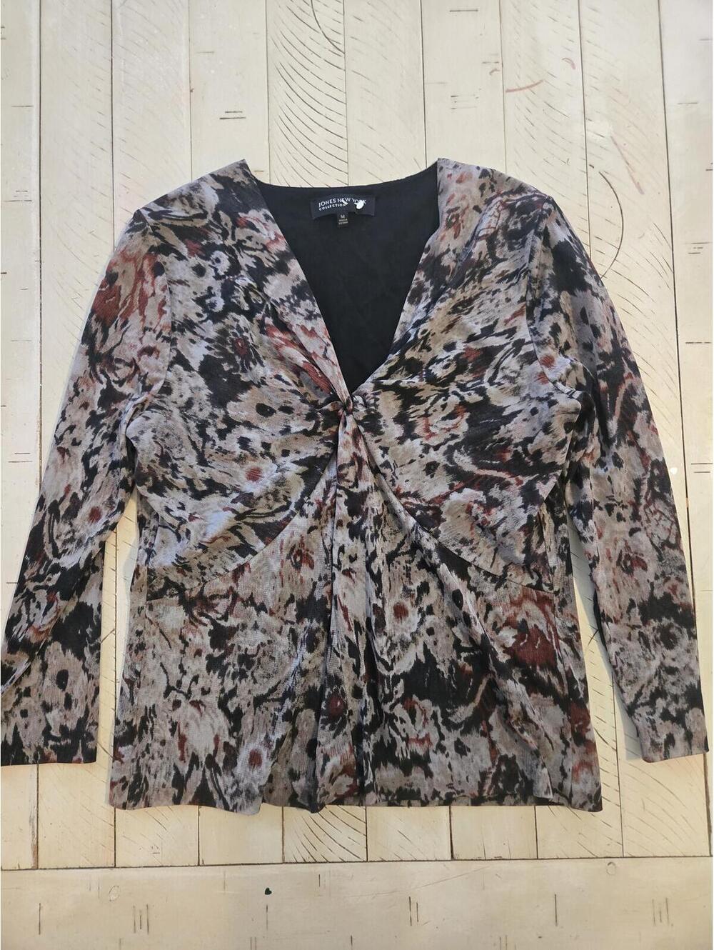 Jones New York Collection Women's Twist Front Long Sleeve Top, Size M